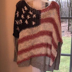 free people knit flowy American flag sweater